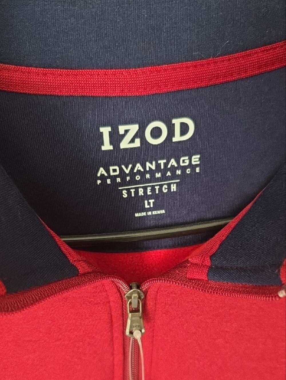 Izod Men’s Red Zip-Front Pullover Sweater - Picture 2 of 4